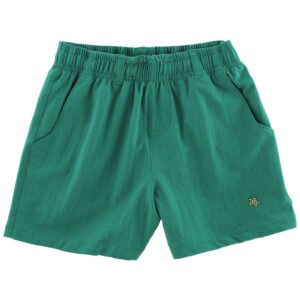 Green elastic waistband shorts with pockets