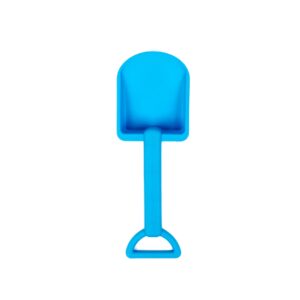 Blue plastic toy shovel on white background.