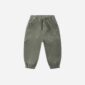 Green corduroy toddler pants with pockets and buttons.