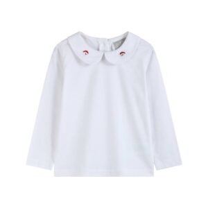 White long-sleeve shirt with peter pan collar