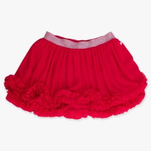Red ruffled skirt with glittery waistband
