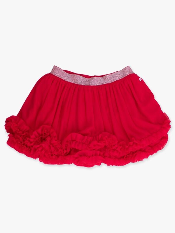 Red ruffled skirt with glittery waistband