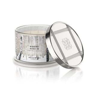 White Birch scented candle with silver lid