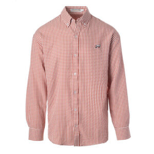 Orange plaid long-sleeve button-down shirt