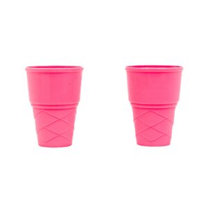 Two pink stackable cups on white background