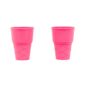 Two pink stackable cups on white background