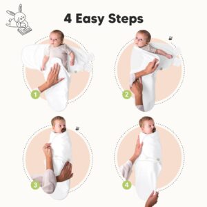 Instructions for swaddling a baby in four steps.