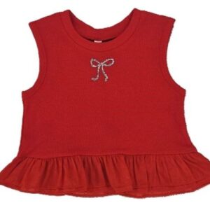 ML Kids - Red Ribbed Ruffle Tank Top