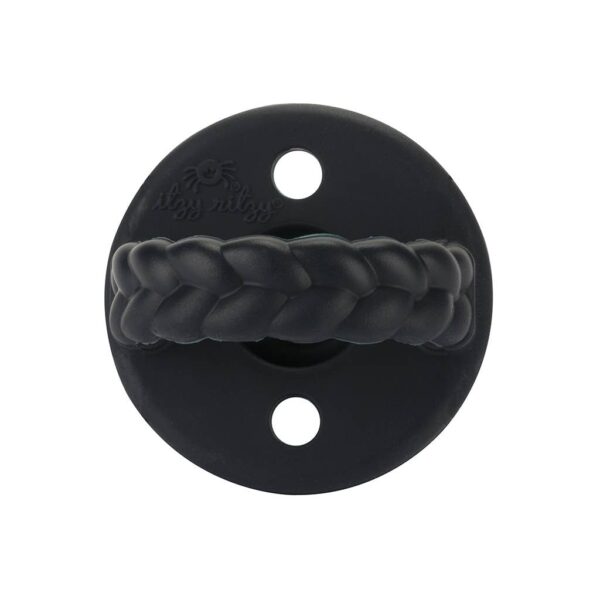 itzy ritzy sweetie soother™ silicone pacifier set of 3 coffee & cream: coffee & cream Black pacifier with braided handle design