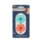Sweetie Soother silicone pacifiers for newborns, teal and coral.