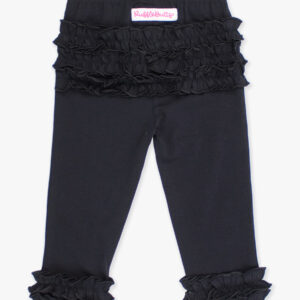 Black leggings with ruffles for toddlers.