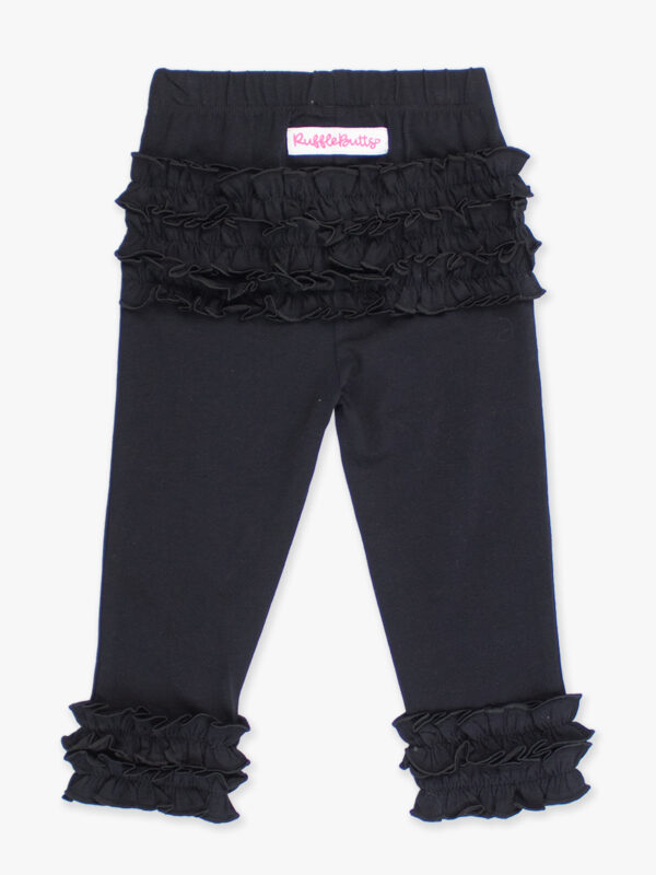 Black leggings with ruffles for toddlers.