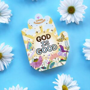 Colorful card with daisies on blue background