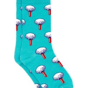 Teal socks with golf ball pattern
