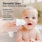Baby in bath with versatile washcloth.