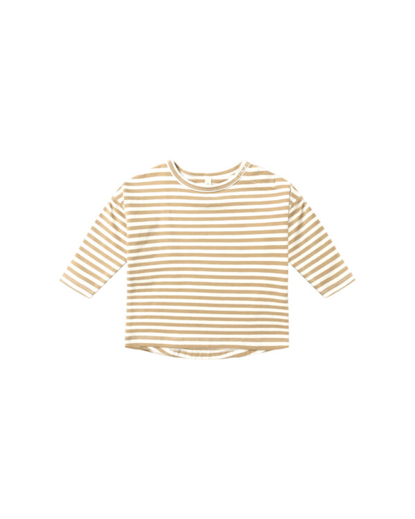Beige and white striped long-sleeve shirt