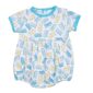 Baby romper with colorful bunny print design.