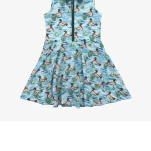 Children's dress with duck pattern and collar.