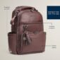 Brown backpack with insulated and zippered pockets.