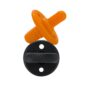 Rubber dog toy with orange and black parts