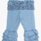 Blue ruffle denim capris for kids