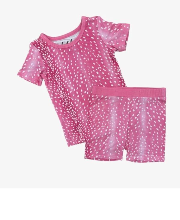 velvet fawn bamboo pajamas fuchsia fawn Pink speckled children's pajama set