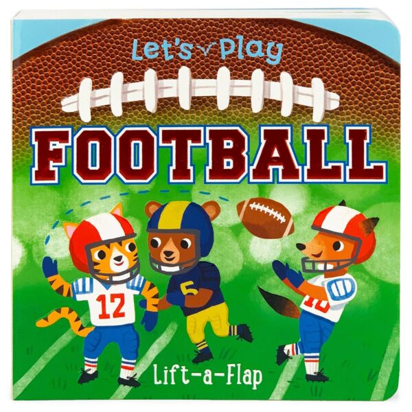 Children's book cover with animals playing football.