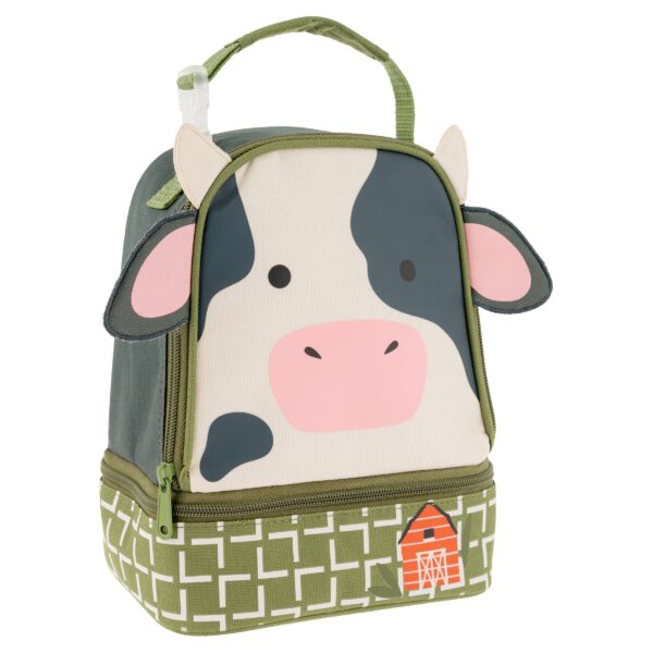 stephen joseph gifts lunch pals Cow-themed insulated lunch bag with zippers.