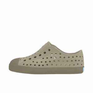 Beige perforated slip-on sneaker side view