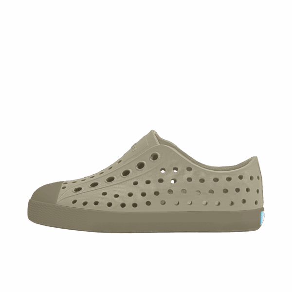 Beige perforated slip-on sneaker side view