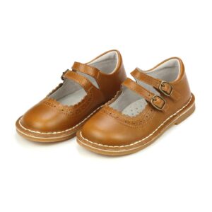 Brown children's leather shoes with straps