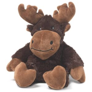 Plush moose toy with brown fur.