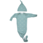 Mint baby gown with matching knotted hat