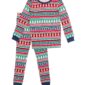 Festive children's pajamas with holiday motifs.