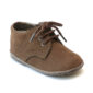 Brown leather baby shoe with laces
