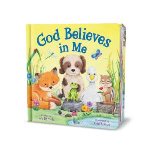 Children's book cover with animals in a meadow.