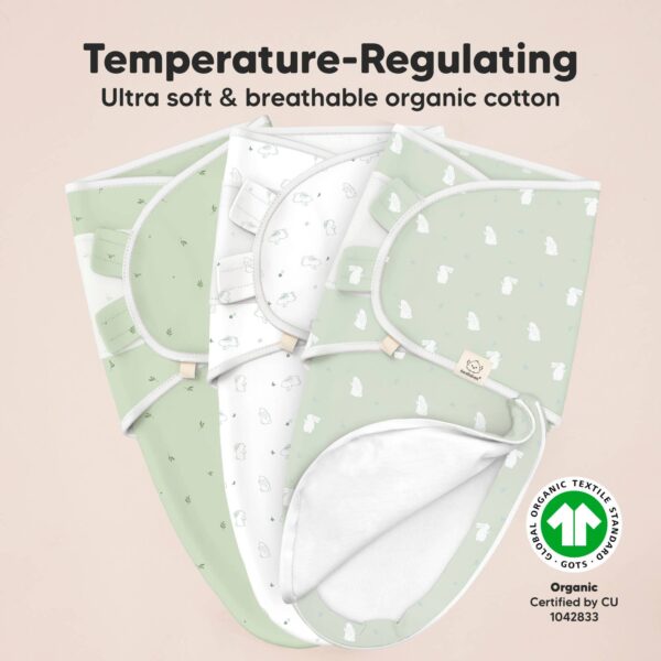 keababies 3pk soothe zippy baby swaddles 0 3 months,newborn sleep sack Organic cotton baby wraps, temperature-regulating and breathable.