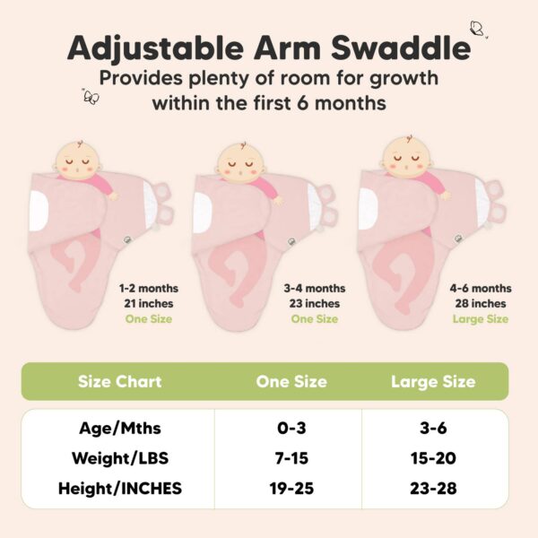 keababies 3pk soothe baby swaddles 0 3 months, sleep sack for newborns Adjustable swaddle with size chart for infants.