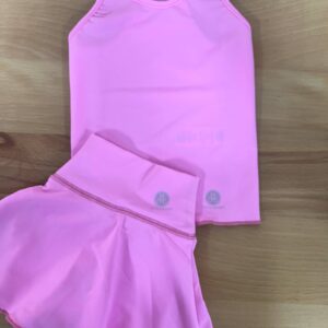 Pink dance outfit with tank and skirt set