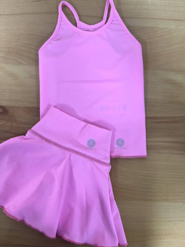 Pink dance outfit with tank and skirt set