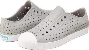 Gray perforated casual slip-on shoes