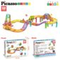 Colorful magnetic tile race track toy set