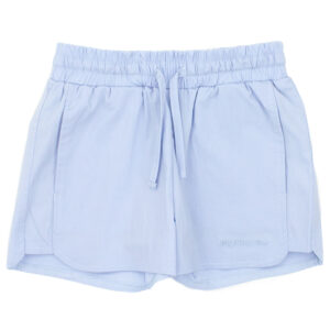Light blue drawstring shorts with pockets.