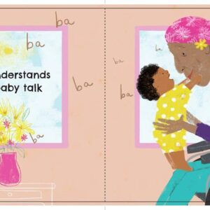 Grandma and baby communicate heart to heart.