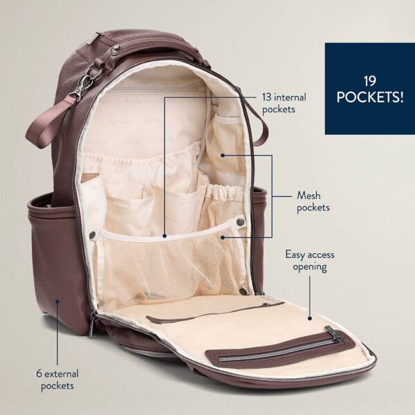 itzy ritzy *new* espresso boss plus™ Backpack with 19 pockets, internal and external compartments.