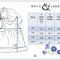 Children's clothing size chart with floral illustration.