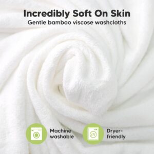 Soft bamboo washcloth, machine washable, dryer-friendly.