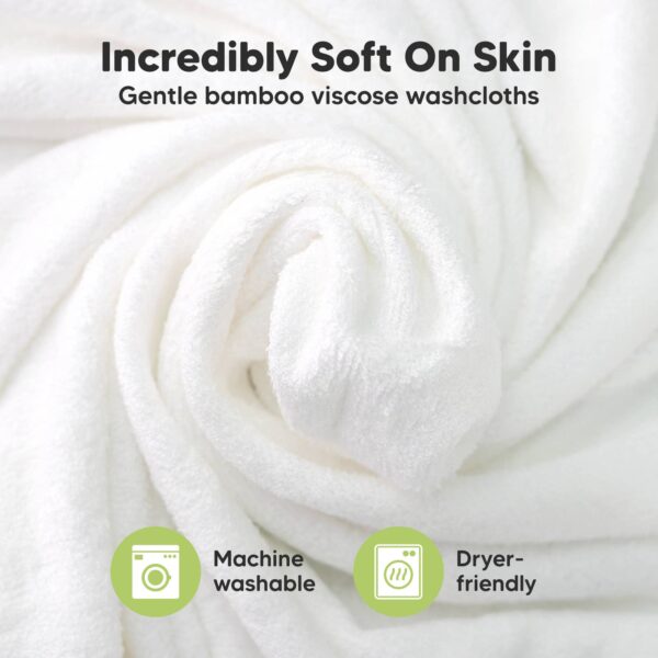 keababies 6 pack baby wash cloths: white Soft bamboo washcloth, machine washable, dryer-friendly.