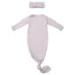 Gray baby gown with matching headband.