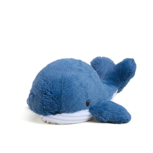 warmies whale warmies Plush blue whale toy on white background.